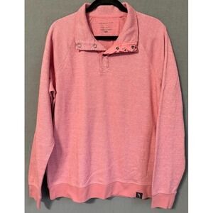 Margaritaville Pullover Sweatshirt Men Medium Pink 1/4Snap Collar 100% Cotton
